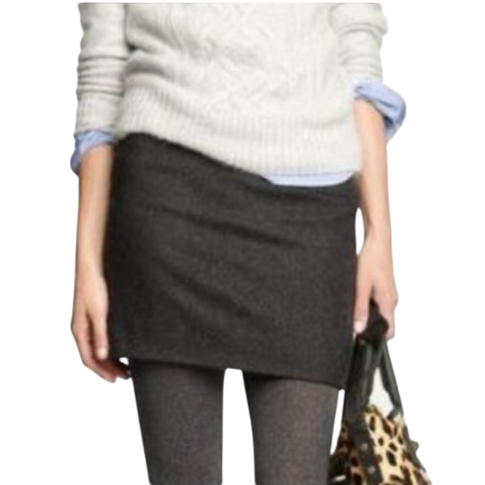 J. Crew Wool Blend Charcoal Mini Pencil Skirt Size 2 #1769